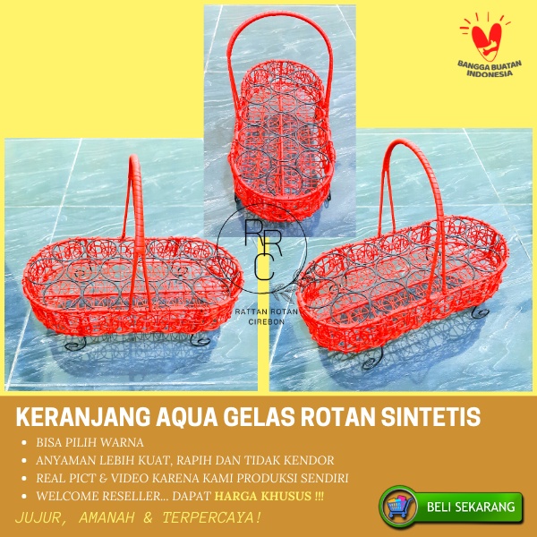 Jual Keranjang Tempat Wadah Aqua Gelas Air Mineral Rotan Sintetis Indonesiashopee Indonesia 4065