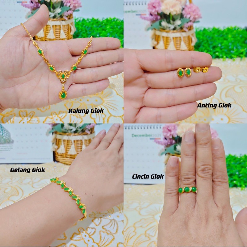 satu set perhiasan giok asli xuping lapis mas 24K