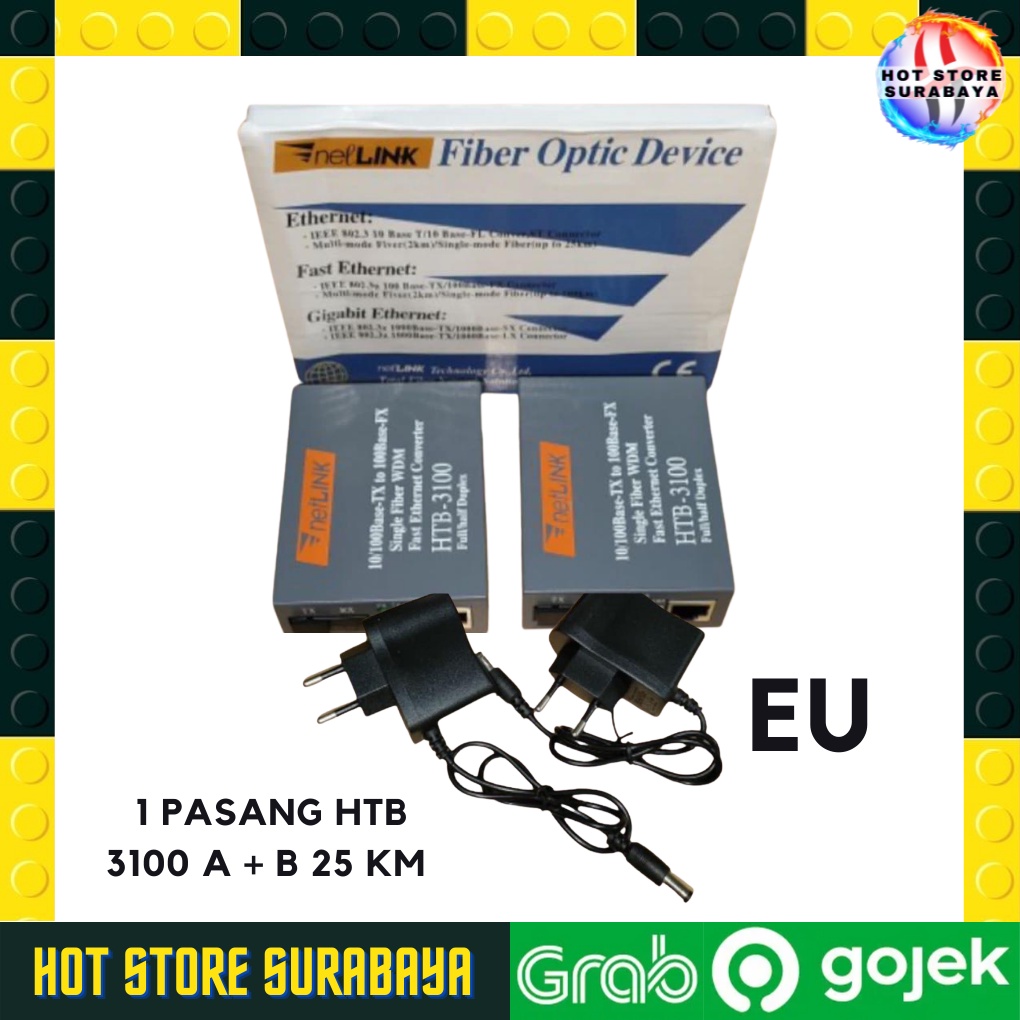 Pair HTB-3100AB Optical Fiber Media Converter Fiber Transceiver Single Fiber Converter SC 10/100M Singlemode ASLI BERKUALITAS