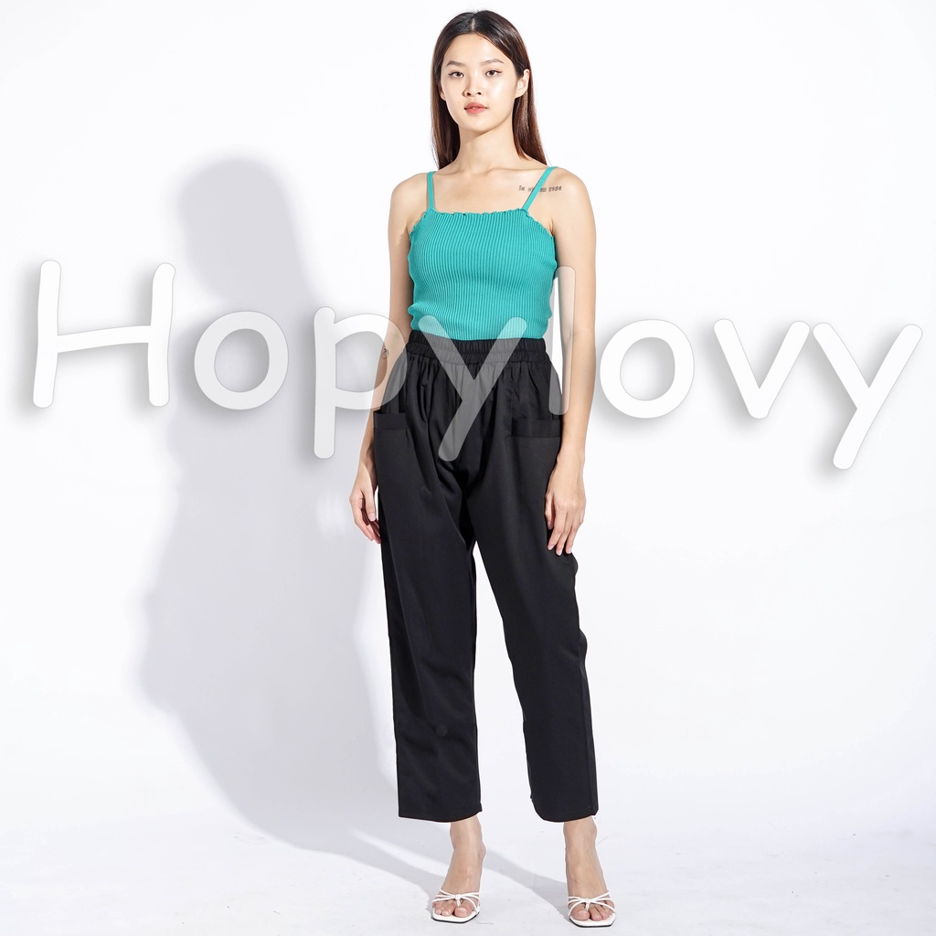 HOPYLOVY Celana Kulot Wanita | Celana Highwaist Pinggang Karet Loose | Celana Panjang Kulot Katun High WaistCatalia