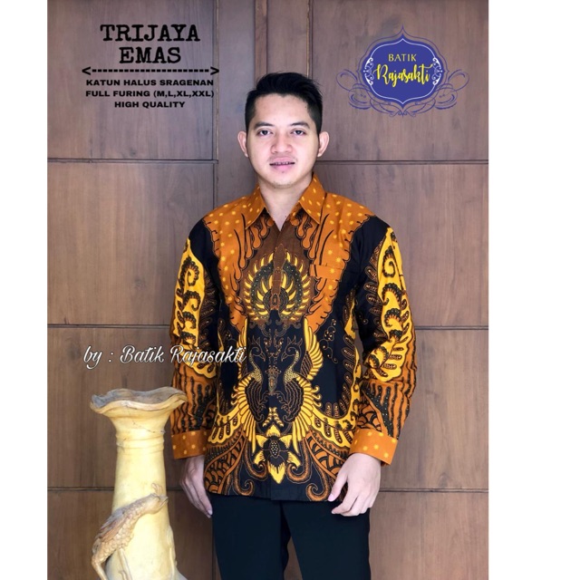 Batik Pria TRIJAYA EMAS FULL FURING Katun Halus Ori Solo