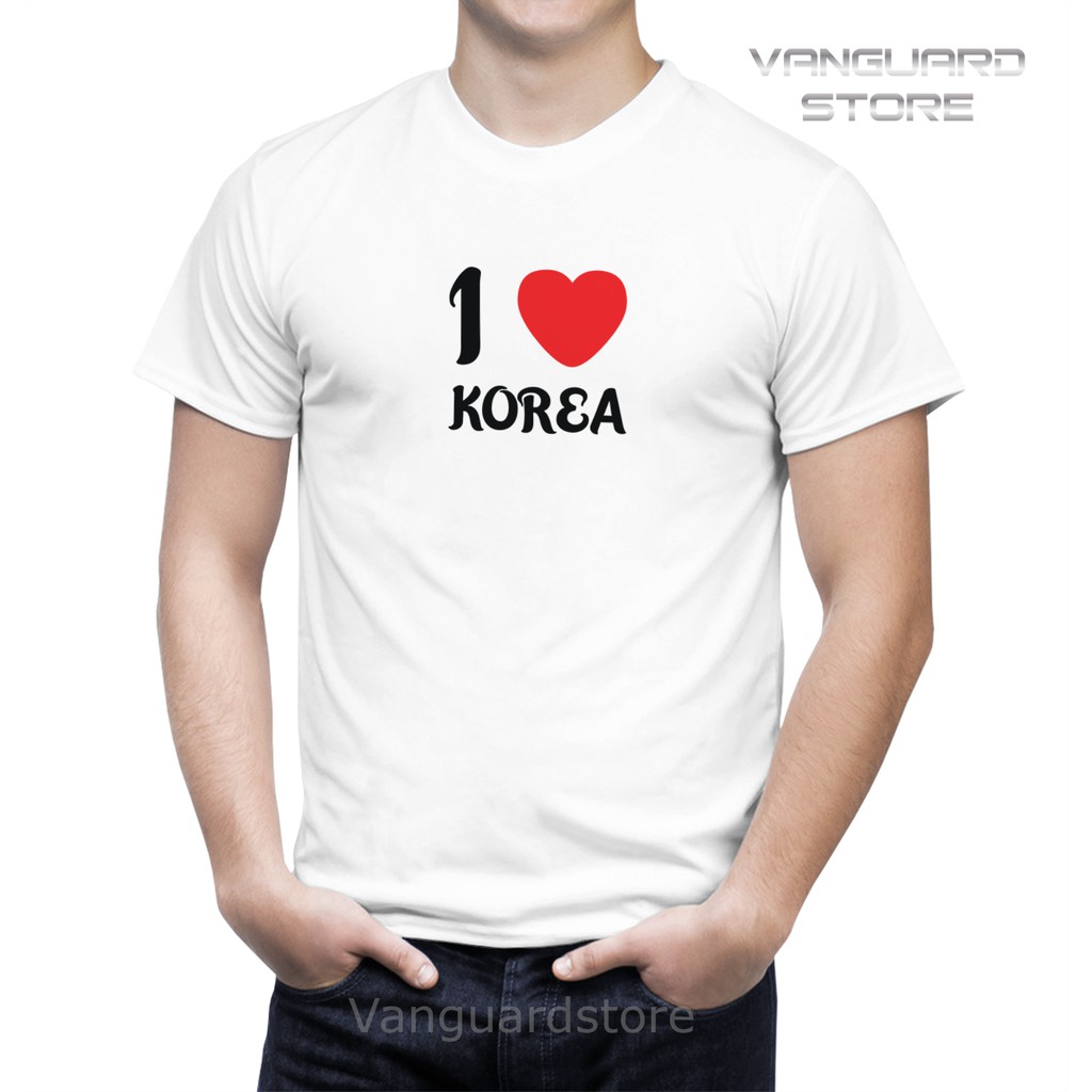 KAOS I LOVE KOREA COMBED 20S COWOK WANITA PRIA COWO UKURAN BAYI - DEWASA JUMBO BIG SIZE 0 - 4XL