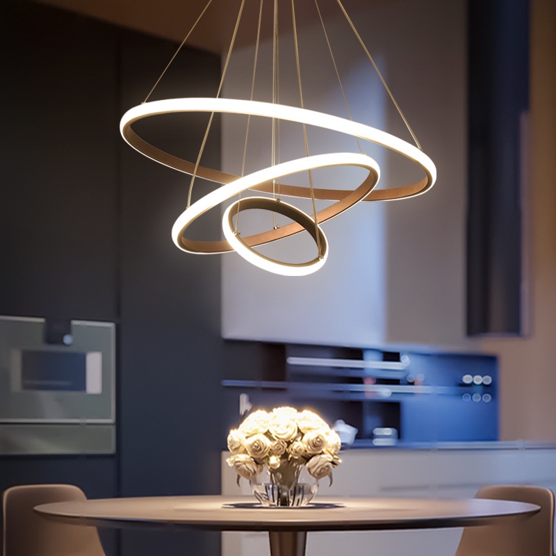 Golden LED Lampu Gantung 3 Ring Minimalis Modern