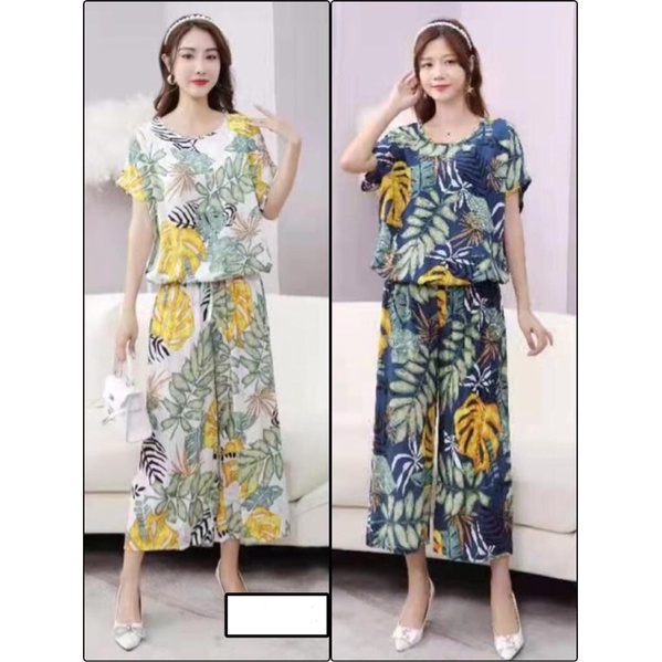 rayon set kulot setelan rayon bunga