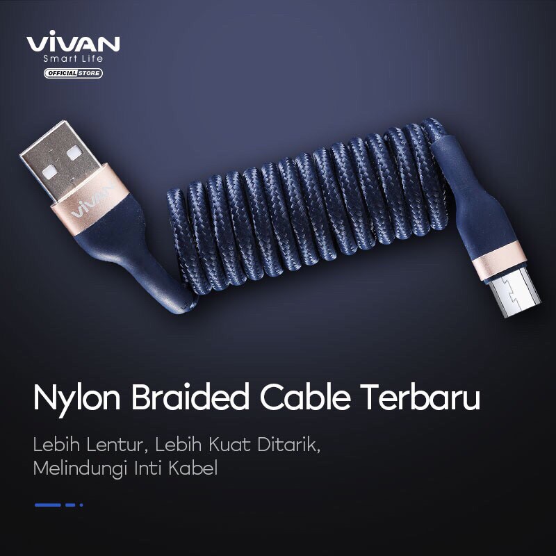 VIVAN Kabel Data Micro USB Android 100cm Fast Charging 2.4A Garansi Resmi 1 Tahun VXM100