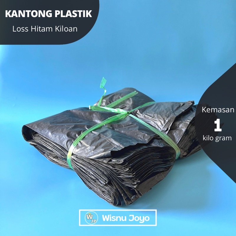 Promo Kantong Plastik Kresek Loss hitam Kiloan Tebal Ekonomis / Kresek Loss Hitam 1 kg Ukuran 15 24 