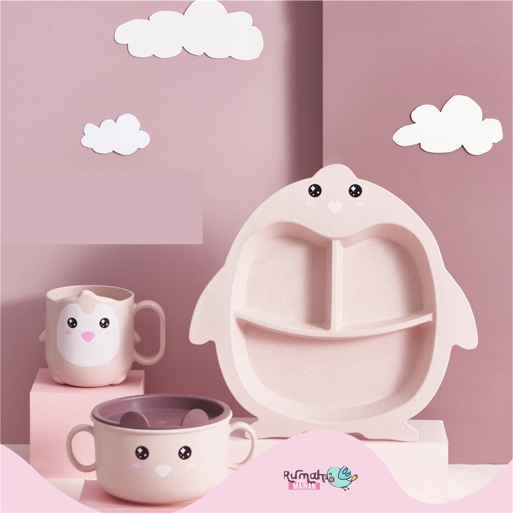 Peralatan makan bayi 6 in 1 Cartoon Animal 3DTableware Set Peralatan Makan Bayi Baby Feeding Set Kado anak perlengkapan bayi