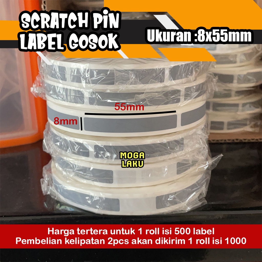 

8x55 Scratch off PIN label gosok pin penutup pin voucher sticker gosok 8x55