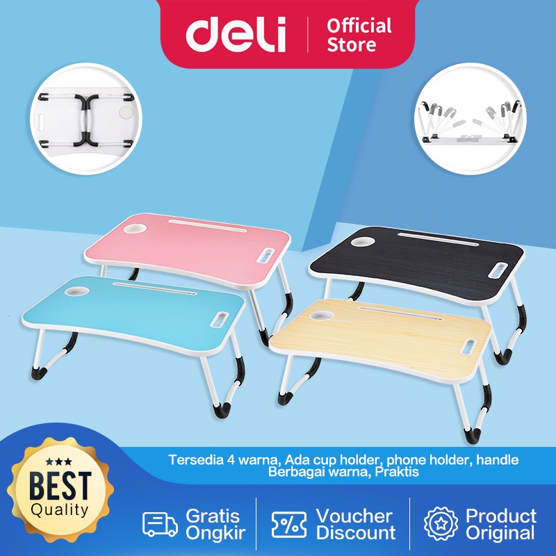 Vusign Folding Table / Meja Belajar Laptop Lipat Warna-Warni Dengan Cup Holder dan Phone / Tab Holde