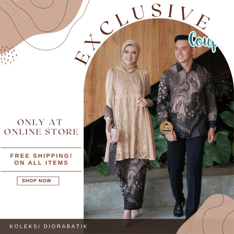 Set Couple Kebaya Camelia //M.L.XL.XXL Couple Kemeja Pria Katun Lengan Panjang