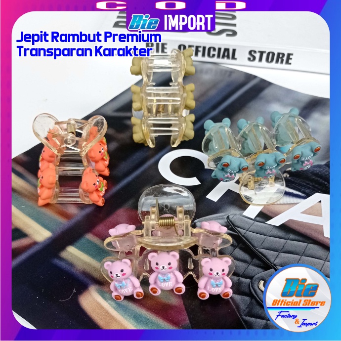 Jepit Rambut Transparan Karakter Premium impor Best Seller