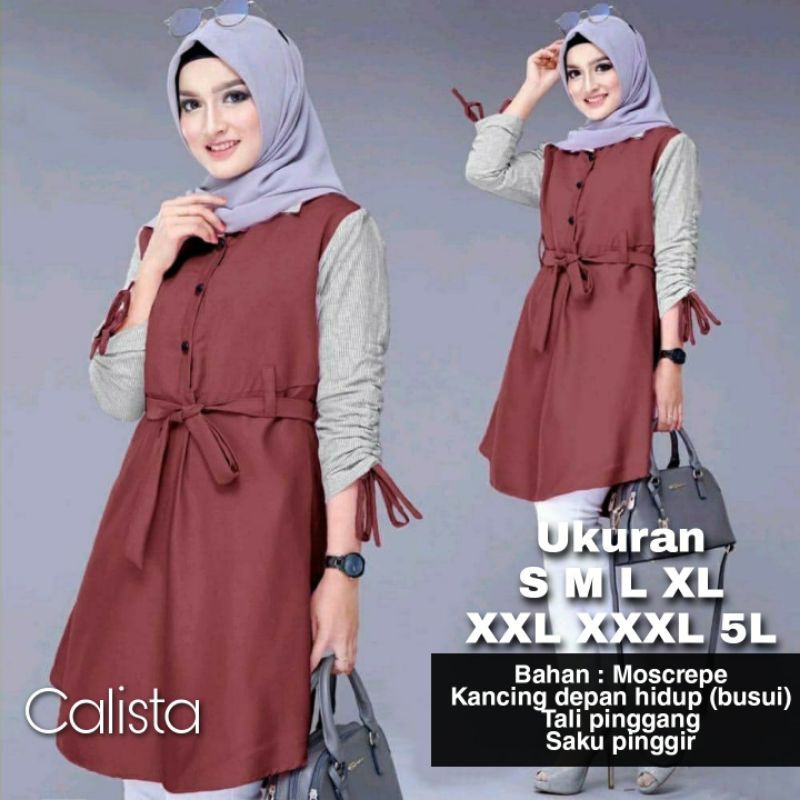 Calista Tunik Big Size Ukuran Size S M L XL 2XL 3XL 4XL XXL XXXL  XXXXL 2L 3L 4L 5L  Tunik Wanita Jumbo Big Size Over Size