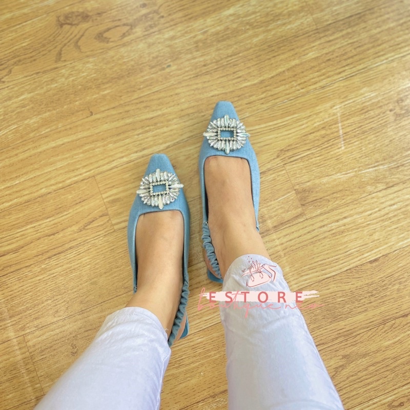 ZR Diamond Jeans Flat Shoes