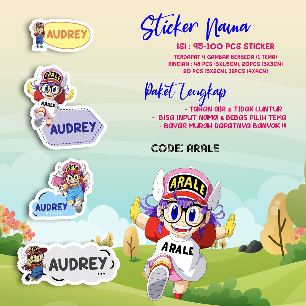 

Sticker / Stiker Label Nama Karakter Tema ARALE DR SLUMP