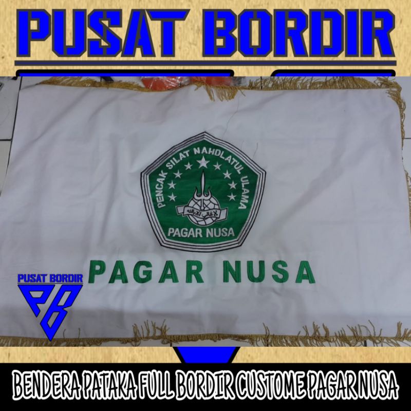 Bendera pataka full bordir custome bolak balik ukuran 90x135cm / Bendera pataka pagar nusa bordir