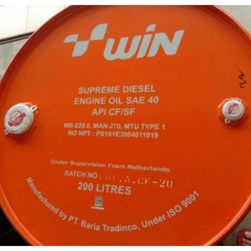 LAZANDA Oli Mesin WIN Diesel SAE 40 API CF/SF - Oli Drum Kemasan 200liter (Bukan Pertamina)