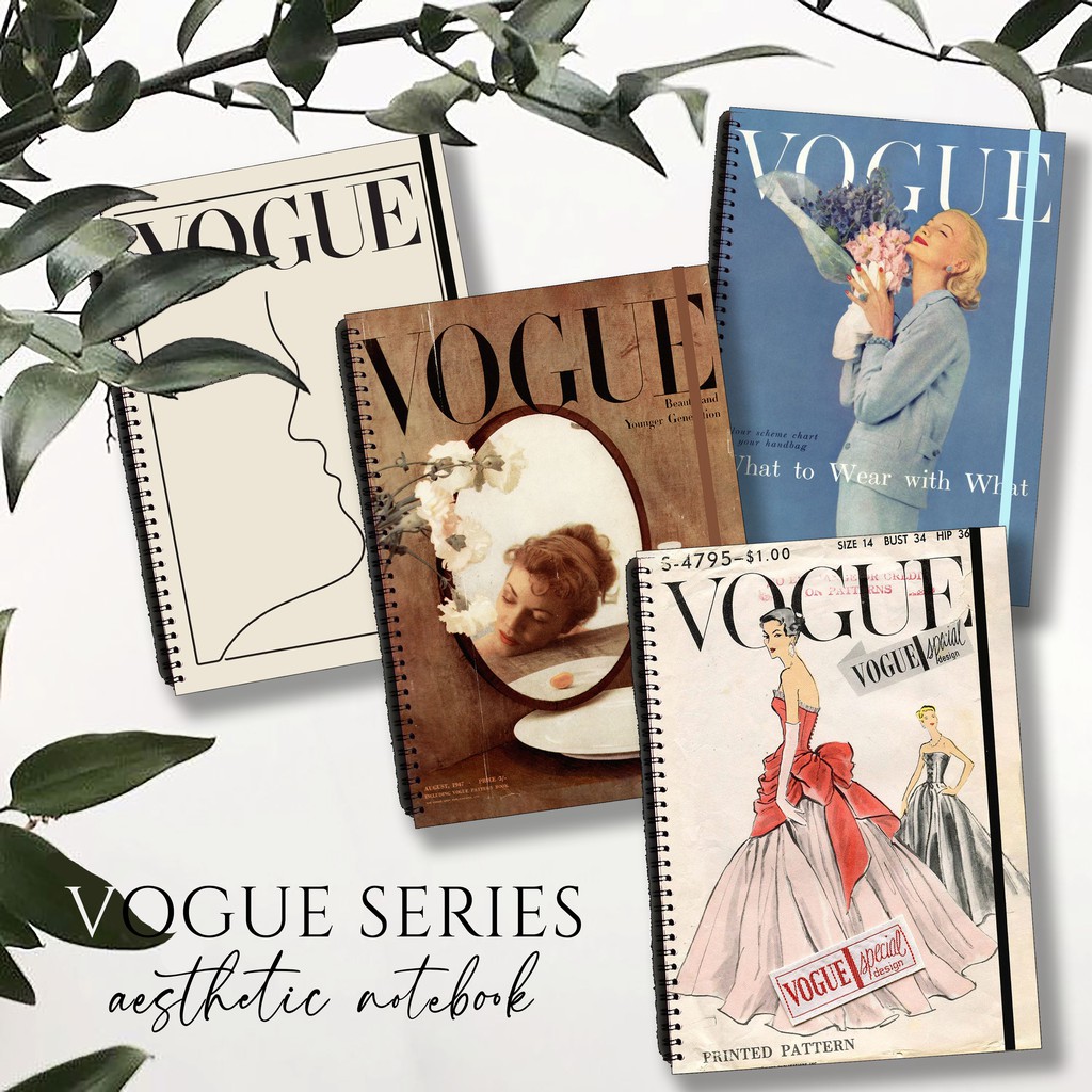 VINTAGE VOGUE Aesthetic Ruled Grid Dotted Notebook Diary Journal Bujo School Buku Tulis