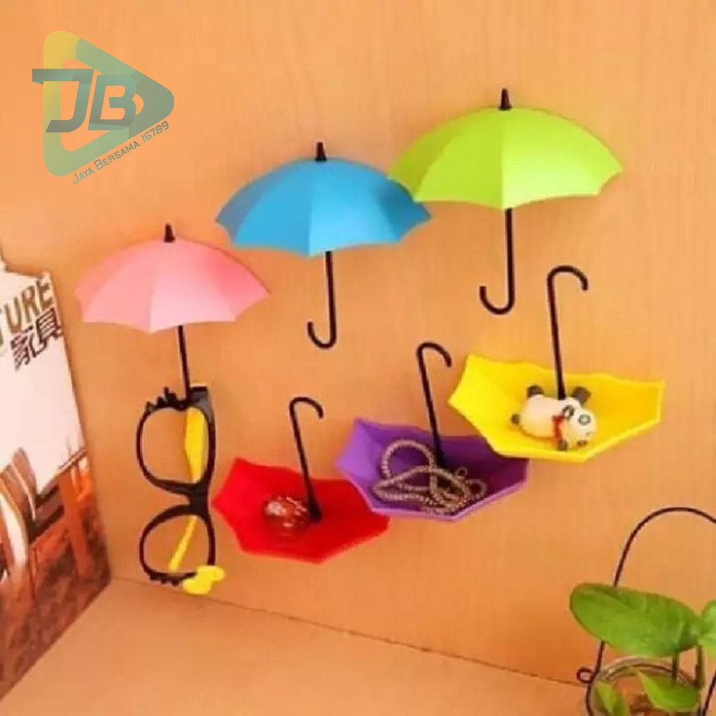 RT102 hanger hook Gantungan kunci tempel dinding tembok bolak balik model payung 1set isi 3 pcs JB5523