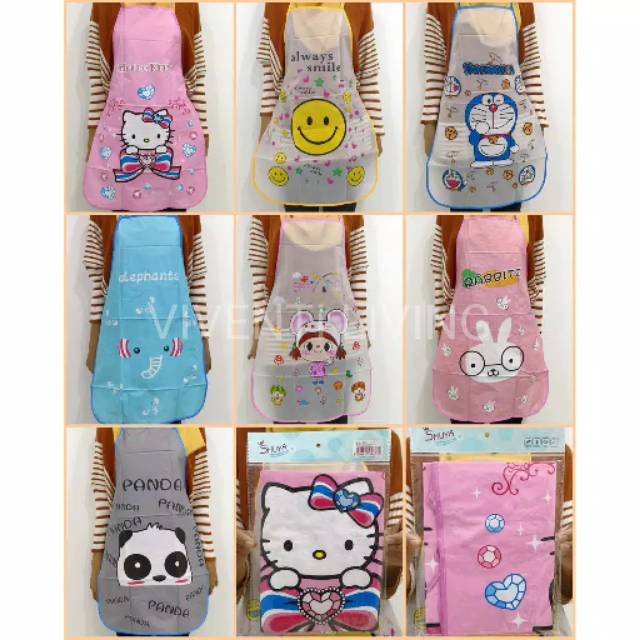 (NCS) COD Celemek Apron Masak Karakter Waterproof Anti Air  Plastik Dapur