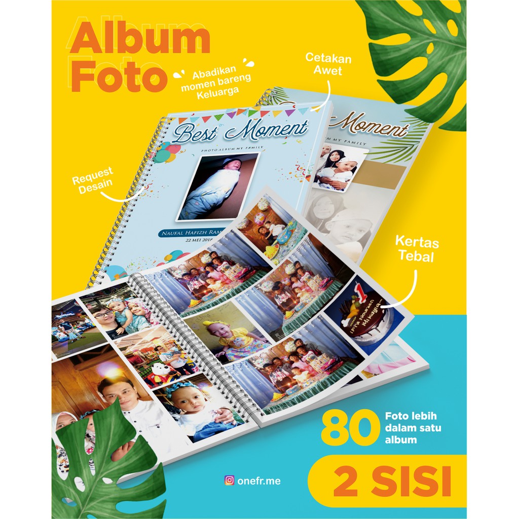 ALBUM FOTO UKURAN A4 FULL 2 SISI, CUSTOM NAMA DAN DESAIN DI COVER, BUKU