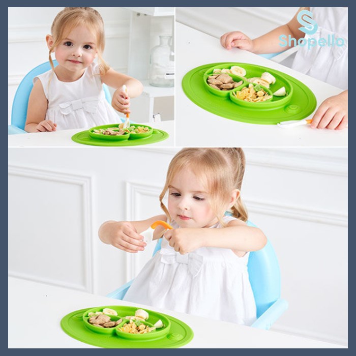 SHOPELLO - Piring Makan Bayi Silikon Anti Geser Plate Mat Tempat Makan Anak Silicone