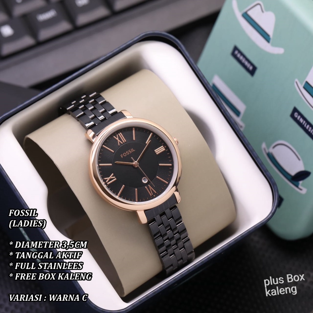 (FREE BOX) JAM TANGAN WANITA FASHION RANTAI BODY BULAT TANGGAL AKTIF