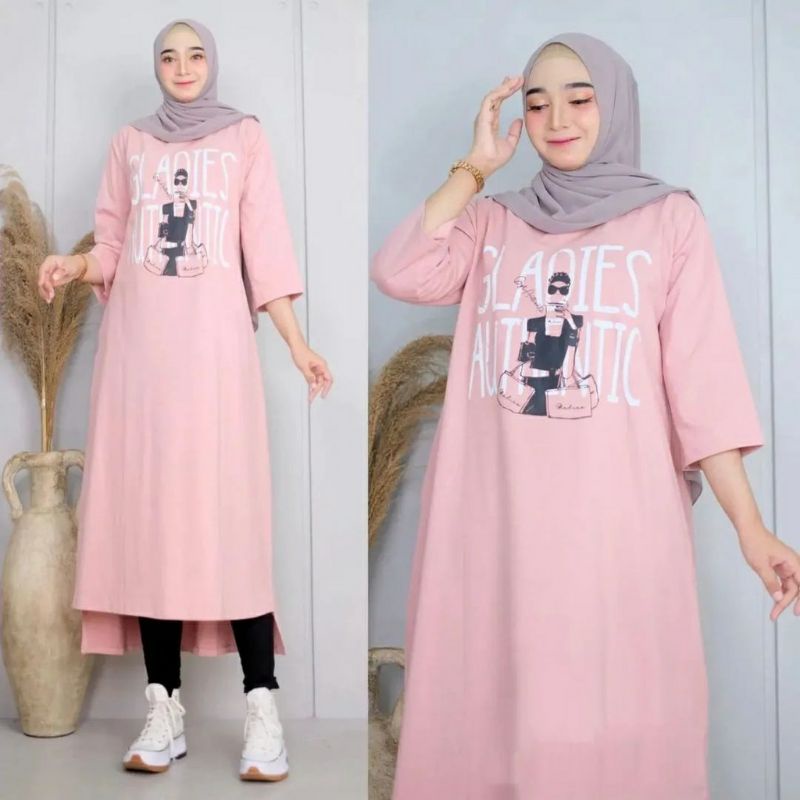 Gladies midi long tunik / pakaian wanita tunik terbaru