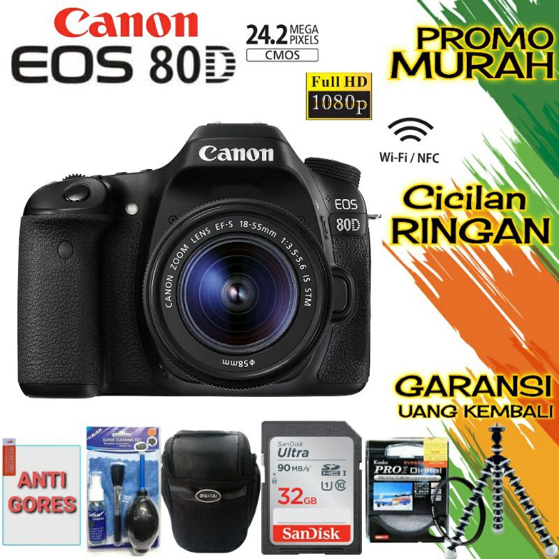(NEW) CANON EOS 80D + LENSA 18-55MM BERGARANSI - ORIGINAL 100%