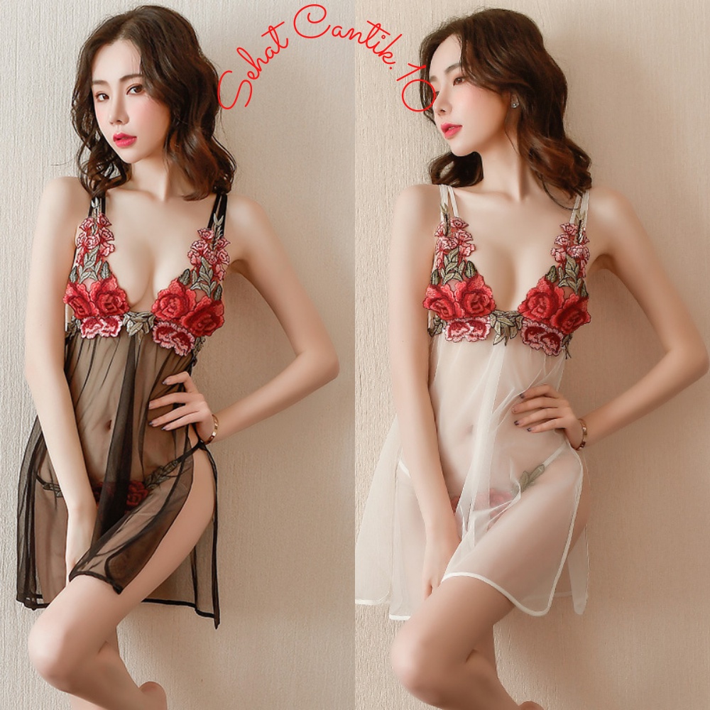 Lingerie Lingeri linggeri Baju Gaun G String Underware Big Size Tidur Wanita Dewasa Sexy Bahan Satin