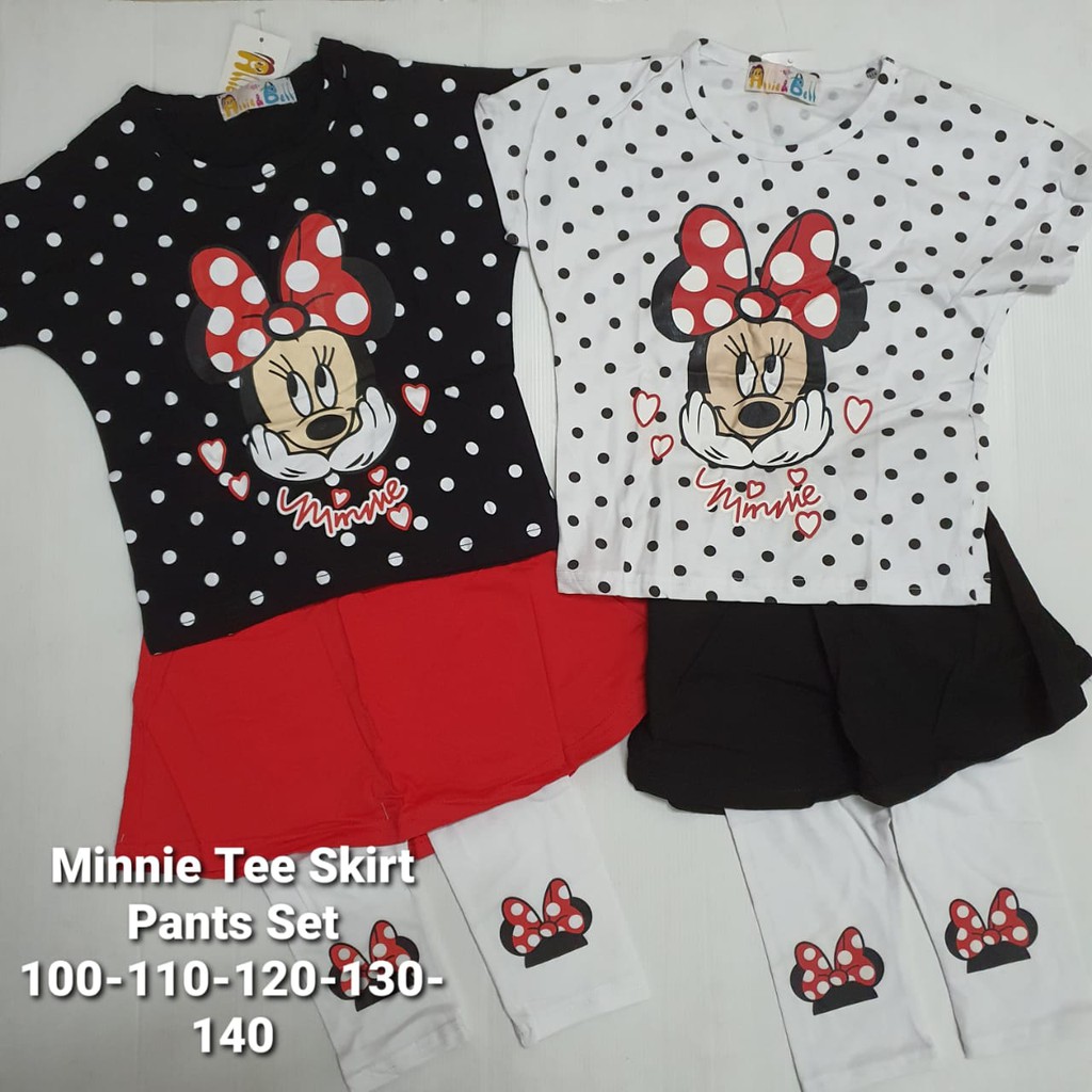 Minnie Tee Skirt Pants Set/ Setelan Perempuan