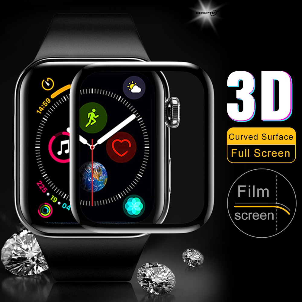 Pelindung Layar Tempered Glass 3d Curved Edge 40mm 44mm 38mm 42mm Untuk Apple Watch 4 2 1 3 5