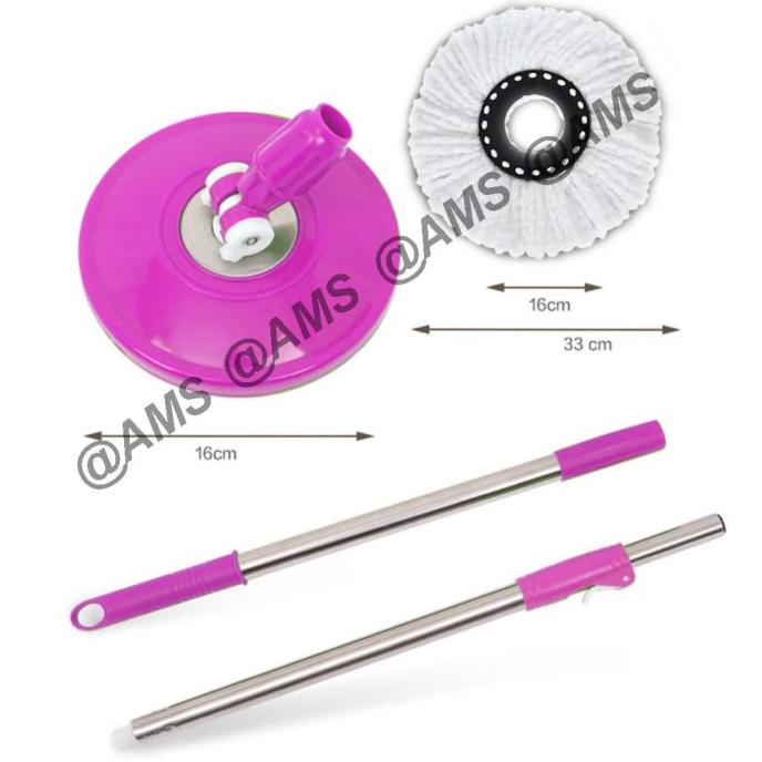 Tongkat pel spin mop / gagang pel spin mop +kain pel