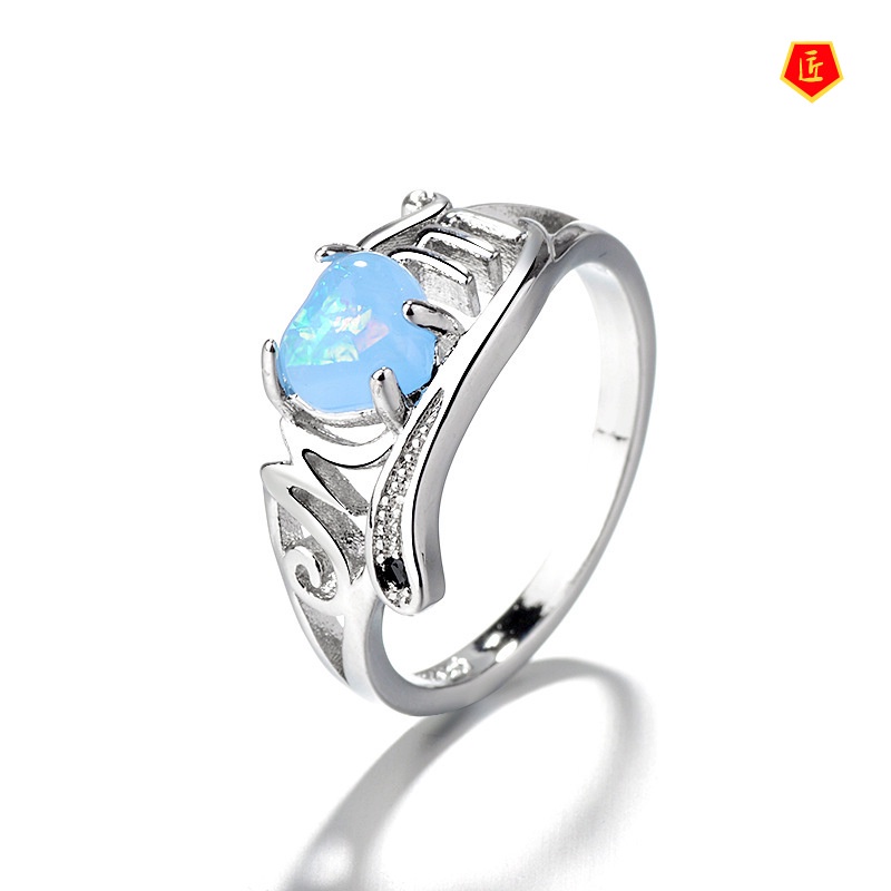 [Ready Stock]Simple Personality Heart-Shaped Opal Ring