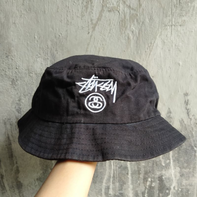 Bucket Hat Second Thrift Vintage Stussy Black