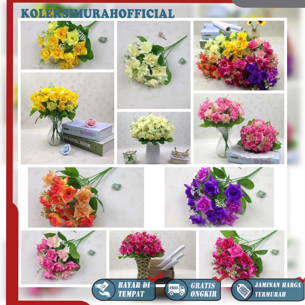 COD BUNGA MAWAR KOREA  BUNGA TANGKAI PLASTIK BUNGA ARTIFISIAL BUNGA PAJANGAN BUNGA HIASAN BT9010