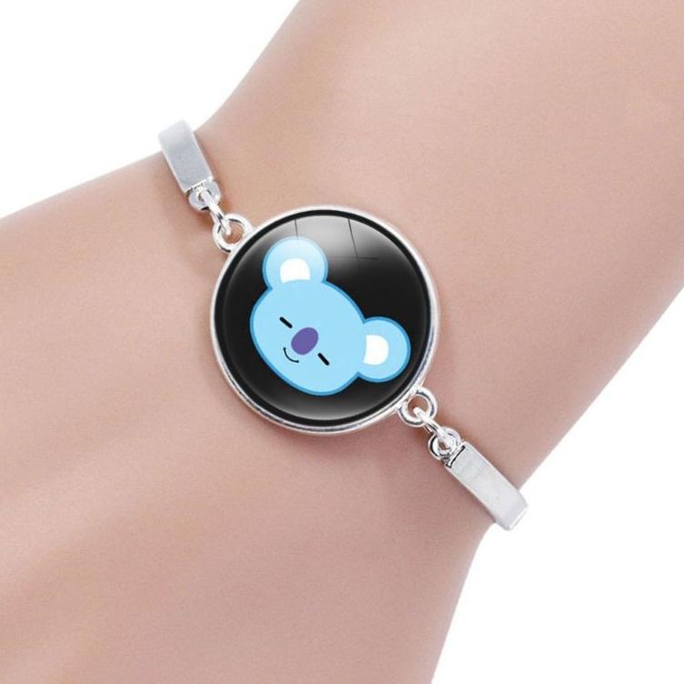 "GF.26Au22n" BTS KPOP BT21 Metal Bangle Bracelet BTS Kartun Gelang Fashion Dekorasi Gelang anti kara