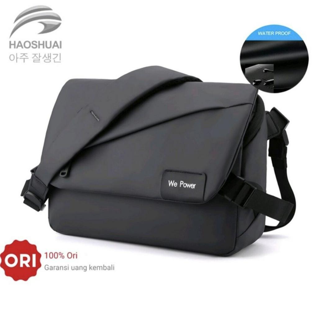 Tas Selempang Bahu Pria Cowok Atau Messenger Bag Laptop 11 inch sampai 13 inch Import Fashion Korea Anti Air Kualitas Premium Terbaru 2023