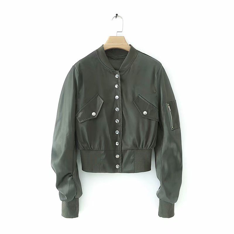bomber jacket cropped - Green and Black Short (M,L) Jacket - baju import cina by vone_310