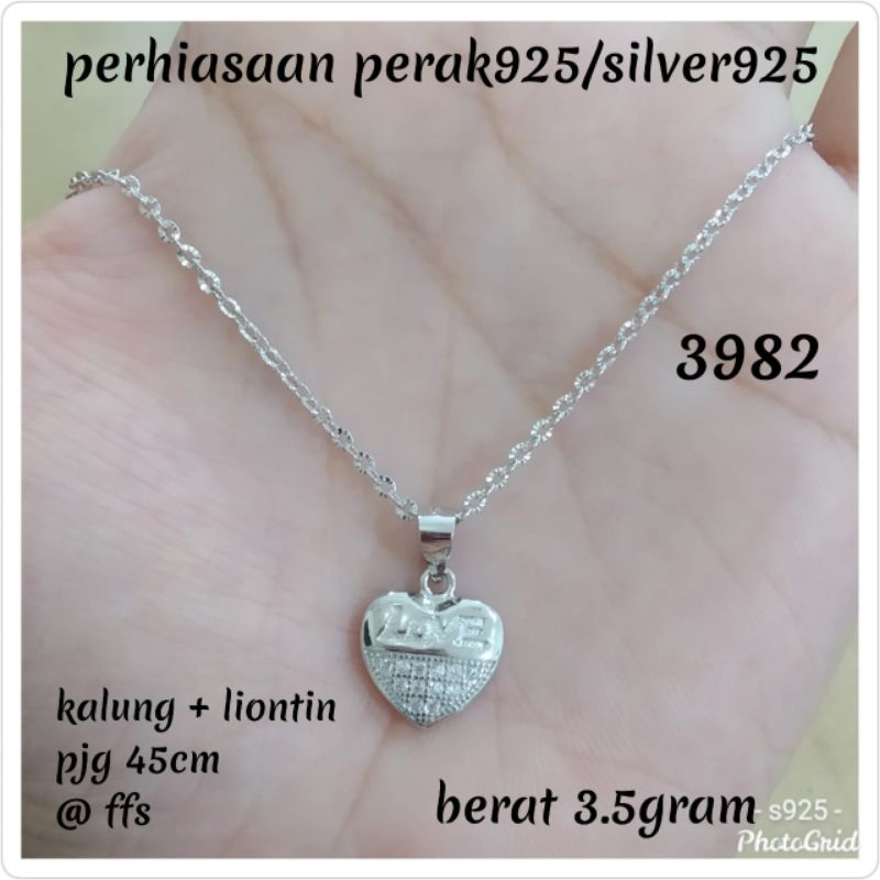 KALUNG+LIONTIN LOVE PUTIH 3982 PERAK 925