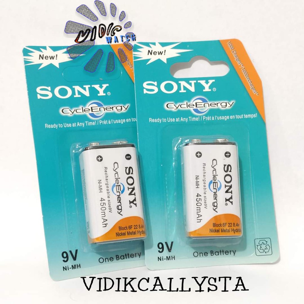 ASLI BATU BATRE BATTERY SONY 9V Ni-MH 450 mAh RECHARGEABLE BATREI CAS BESAR