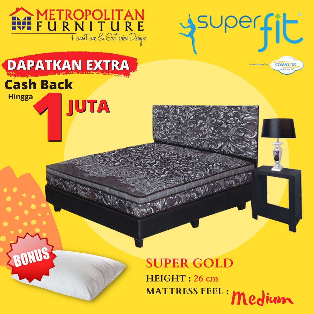 Kasur Springbed Comforta SuperFit Super Gold FULL SET Sandaran Carter