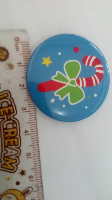 Peniti pin natal bulat 3.5 cm souvenir gift xmas