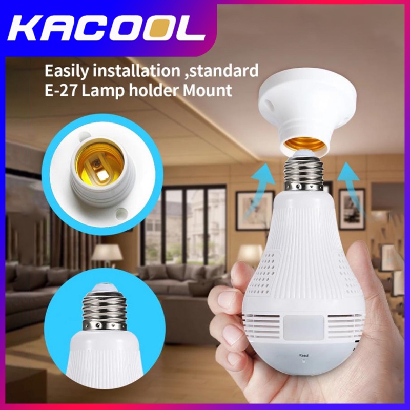 CCTV Kamera IP V380 Camera Wireless Wifi HD Smart Bulb Camera 360° PTZ Panoramic Fisheye Bohlam Kamera CCTV V380 Pro Home Security Cameras