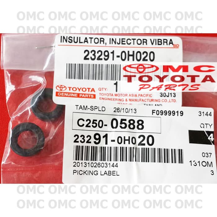 O Ring Oring Seal Gasket Insulator Injector Camry Soluna Vios Yaris 23291-0H020