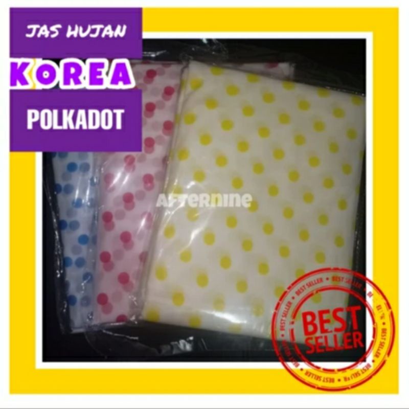 Jas Hujan Ponco Plastik Polkadot - Jas Hujan Sekali Pakai Motif Korea