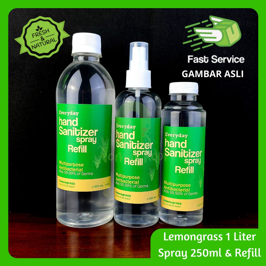 HAND SANITIZER LEMONGRASS/SEREH NATURAL 1 Liter FRESH ANTI NYAMUK VIRUS