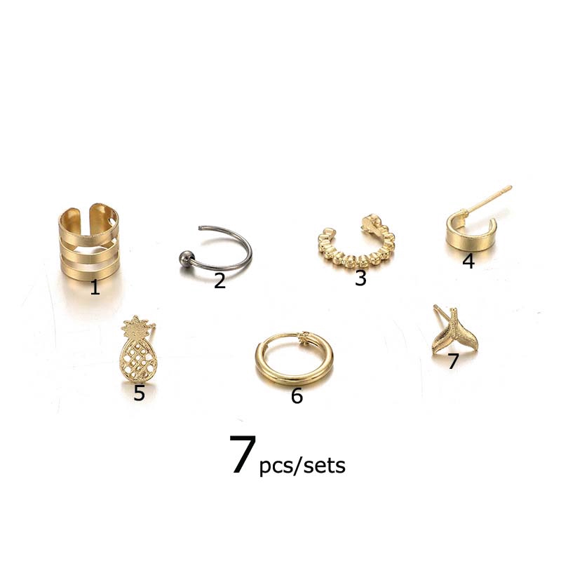 7pcs/sets Alloy Ear Cuff Pinna Lobe Tragus Lobe Piercing