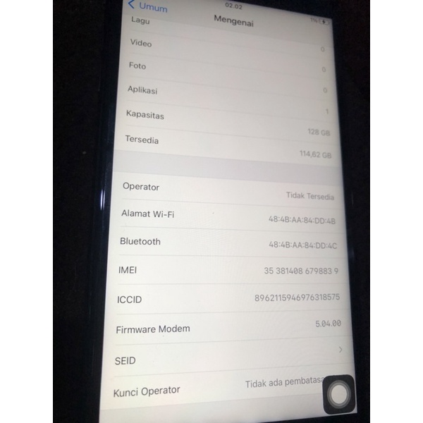 mesin intel ip 7 plus 128gb lock icloud tanpa finger sudah di bypass wifi premium with pin sim