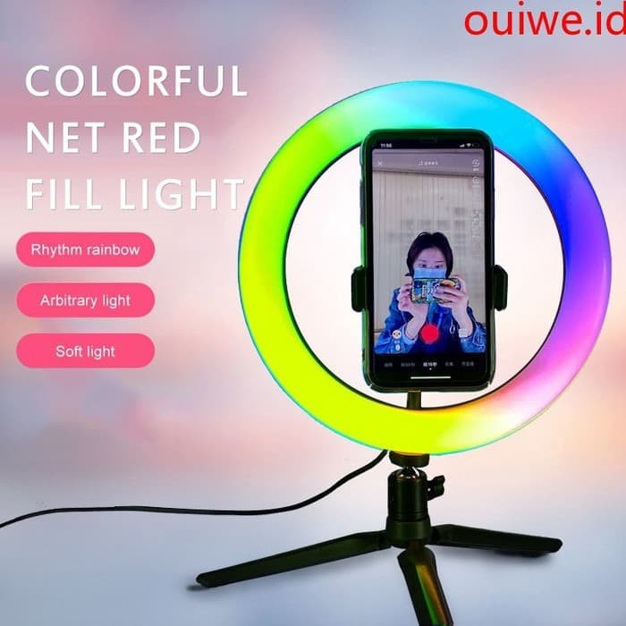 Ring Light RGB Rainbow MIXIO 26CM + TRIPOD MINI BESI TikTok Youtuber