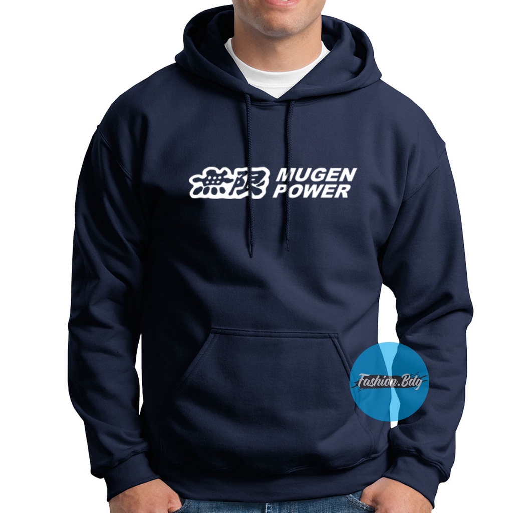 Hoodie Sweater Pria Mugen Power Bahan Fleece Warna Hitam Navy Maroon Abu Putih